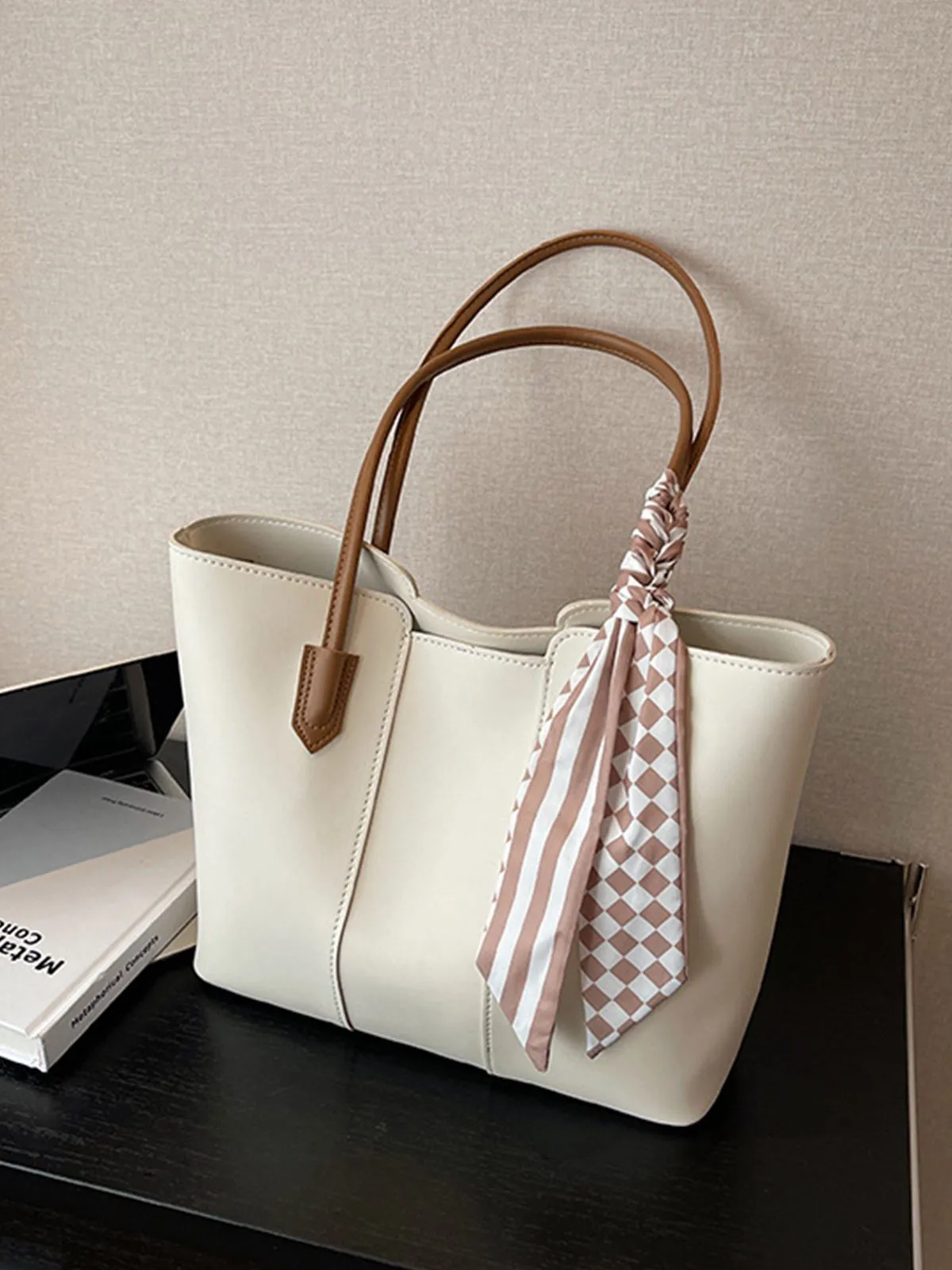 Vintage Scarf-Tied Shoulder Tote Bag sold by Retro Stage product image thumbnail 5