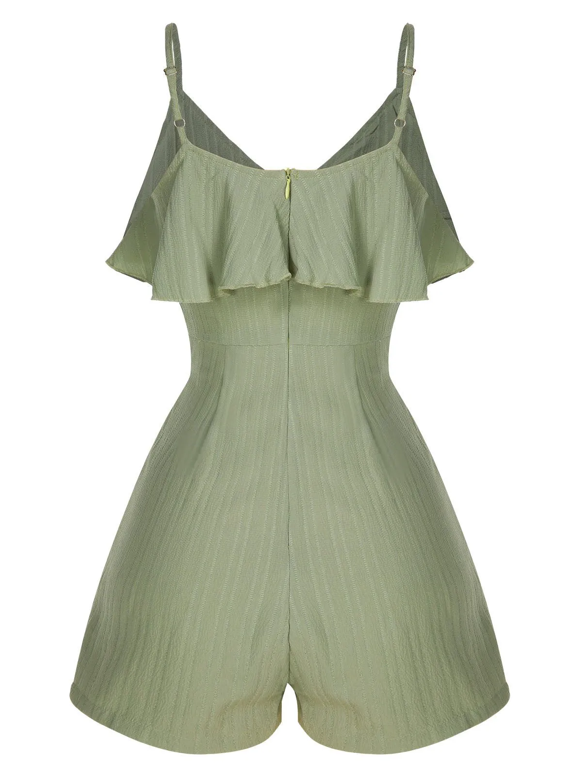 Green 1950s Ruffles Spaghetti Straps Romper sold by Retro Stage product image thumbnail 2