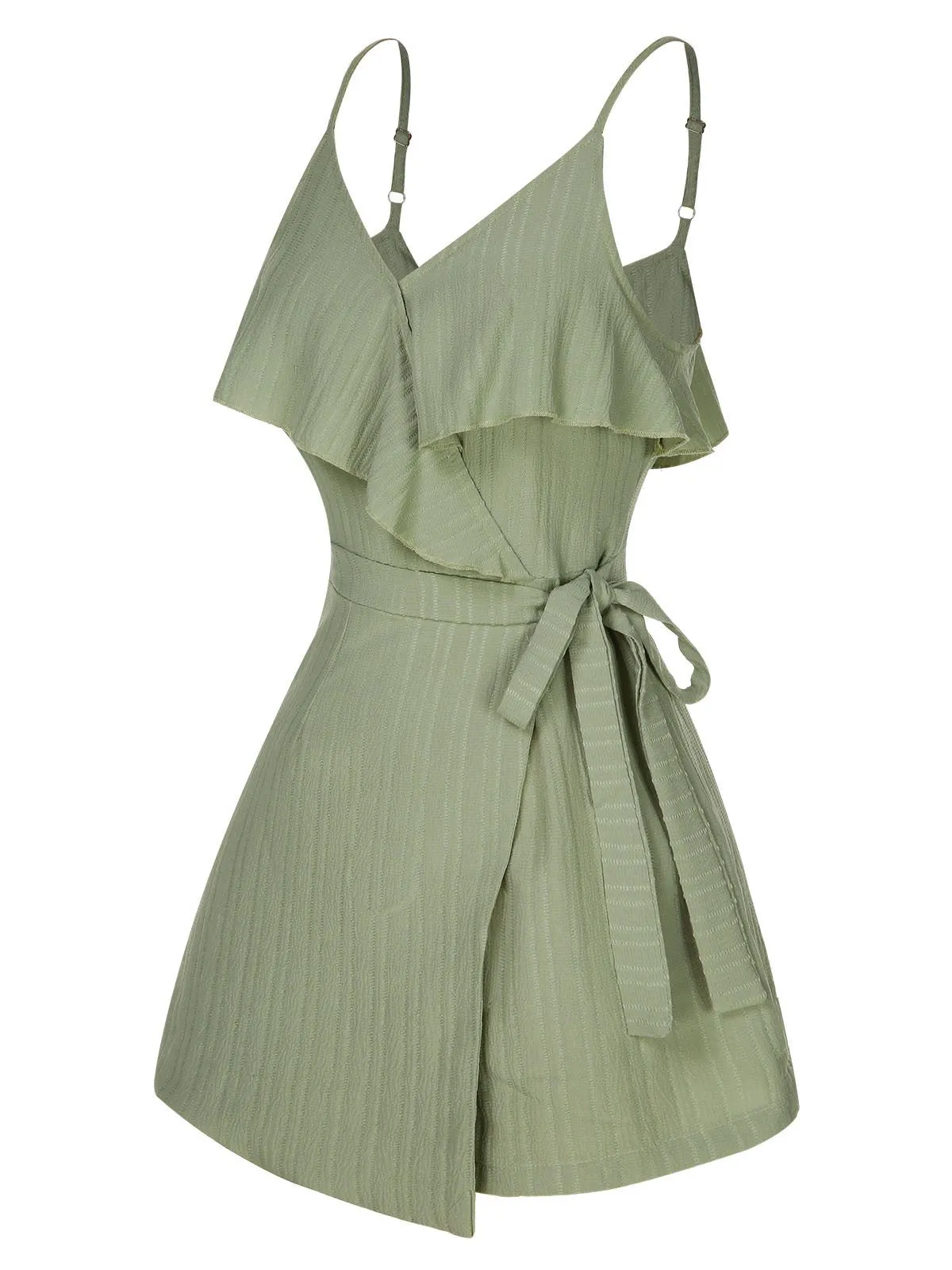 Green 1950s Ruffles Spaghetti Straps Romper sold by Retro Stage product image thumbnail 3