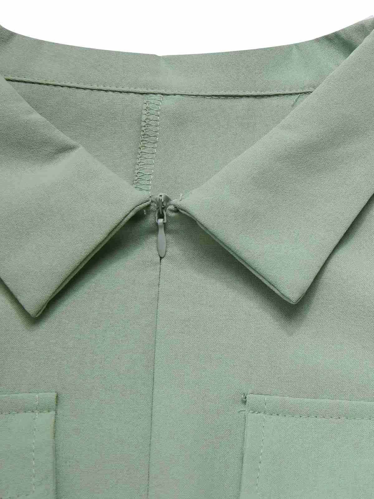 Green 1930s Shirt Collar Belted Jumpsuit sold by Retro Stage product image thumbnail 4