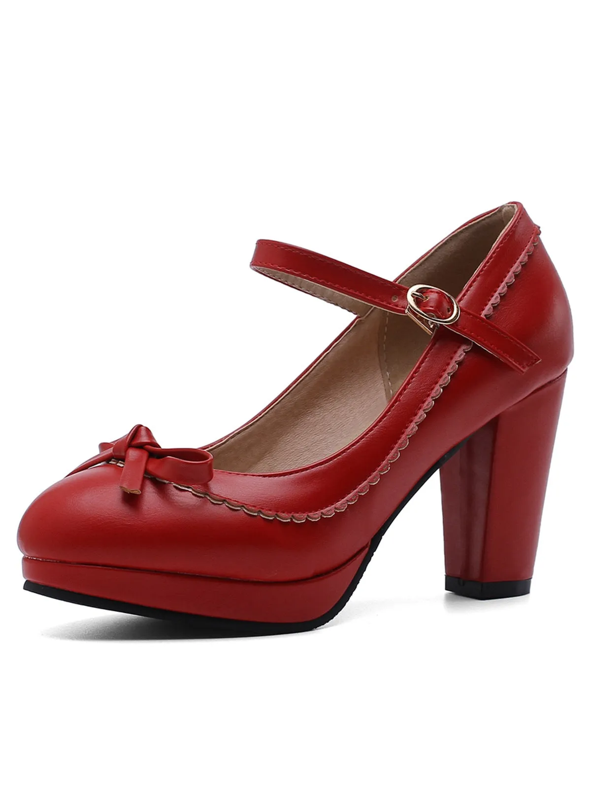 Retro Pointed Toe Leather Mary Jane Heels sold by Retro Stage product image thumbnail 3