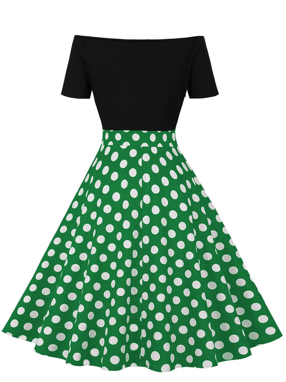 1950s Polka Dot Patchwork Short Sleeves Dress sold by Retro Stage product image thumbnail 4