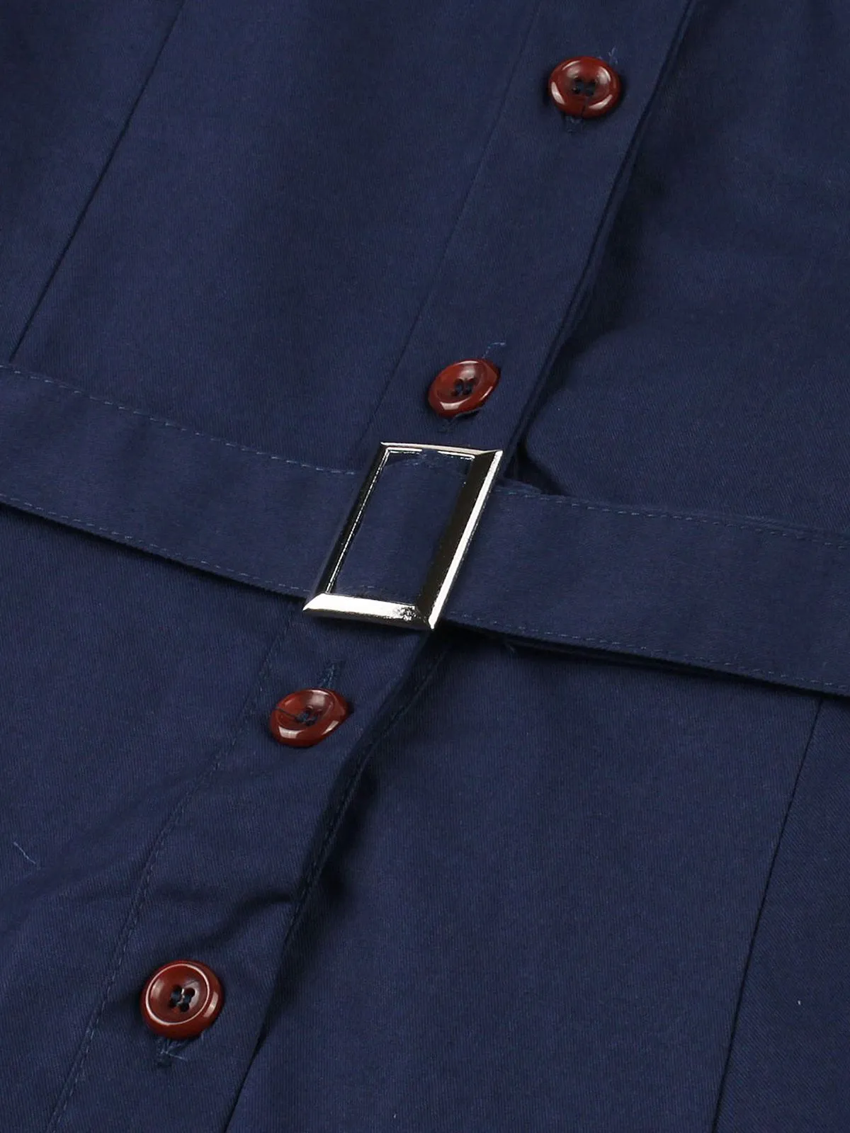 1950s Lapel Solid Buttons Belt Dress sold by Retro Stage product image thumbnail 5