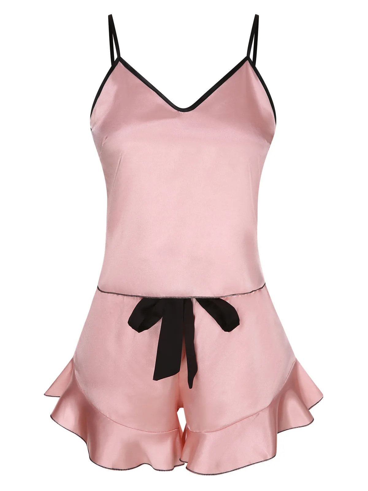 1970s Spaghetti Straps Satin Ribbon Pajamas sold by Retro Stage product image thumbnail 2