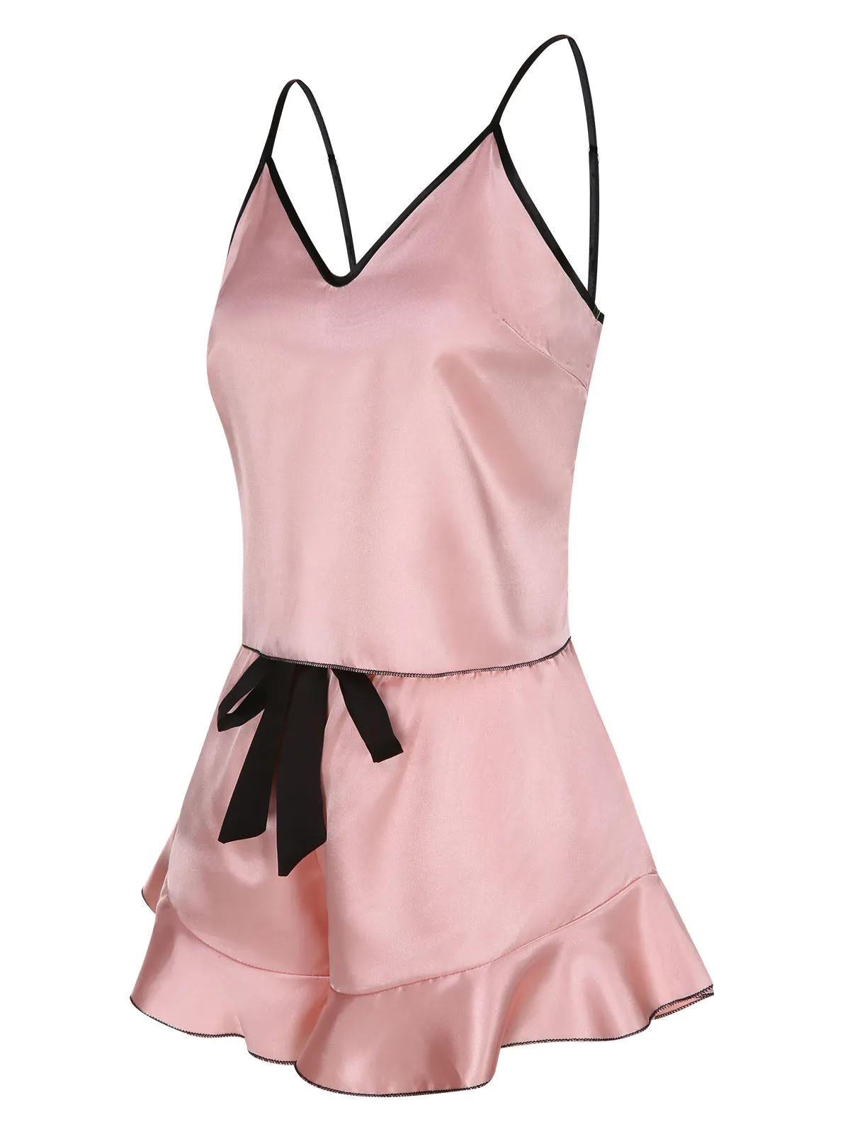 1970s Spaghetti Straps Satin Ribbon Pajamas sold by Retro Stage product image thumbnail 4