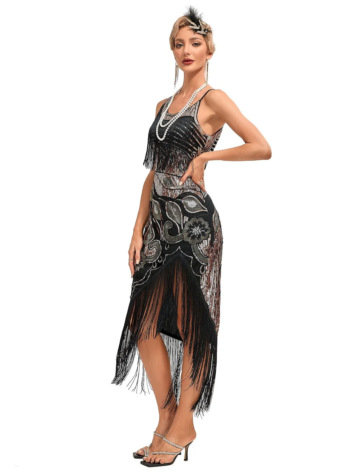 1920s Vintage Fringe Sequined Midi Party Dress sold by Retro Stage product image thumbnail 2
