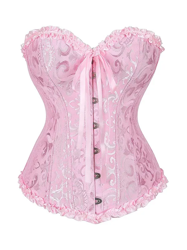 1970s Gothic Jacquard Panel Lace Corset Top sold by Retro Stage