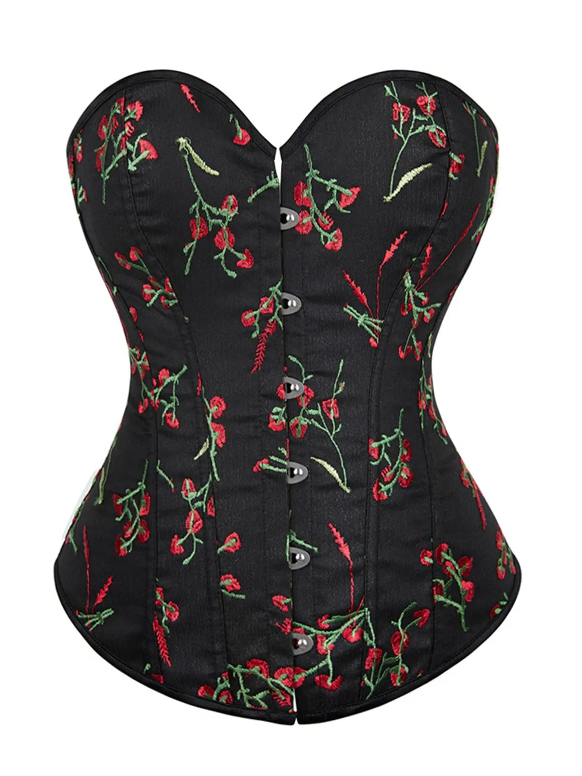 Black 1970s Floral Embroidered Corset Top sold by Retro Stage