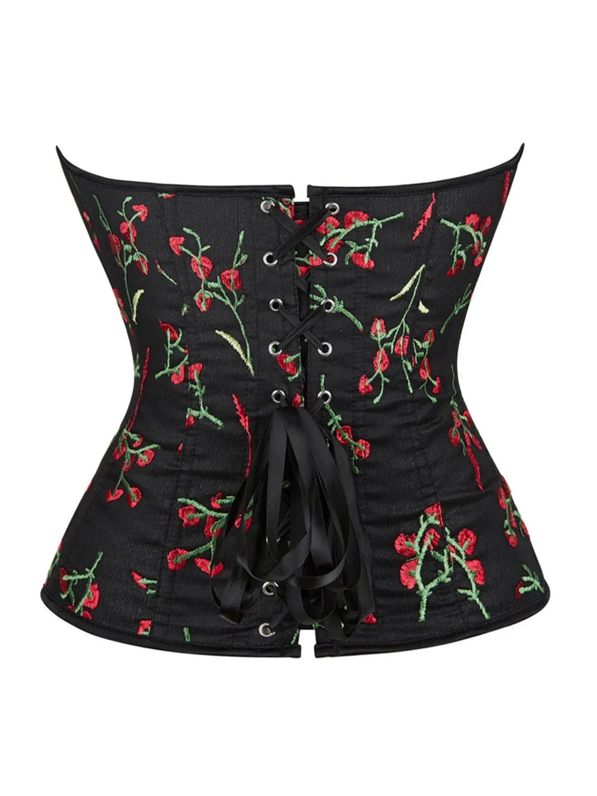 Black 1970s Floral Embroidered Corset Top sold by Retro Stage product image thumbnail 3