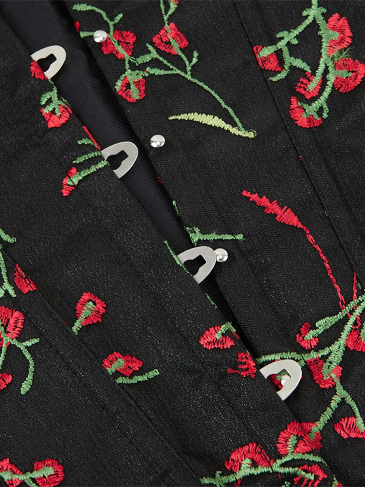 Black 1970s Floral Embroidered Corset Top sold by Retro Stage product image thumbnail 5