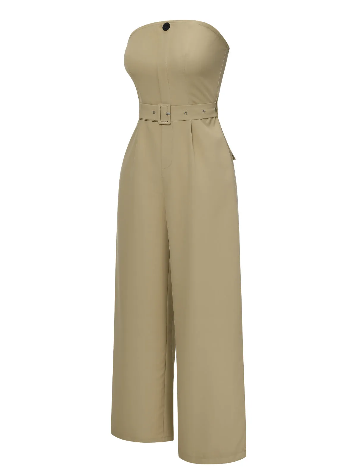 Camel 1930s Solid Strapless Belt Jumpsuit sold by Retro Stage product image thumbnail 2