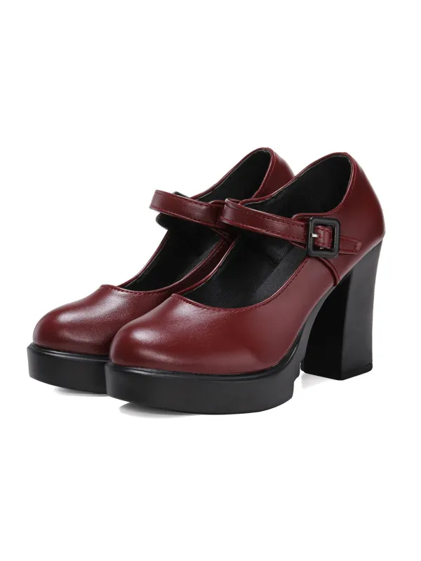 Retro Round Toe Mary Jane High Heel Shoes sold by Retro Stage
