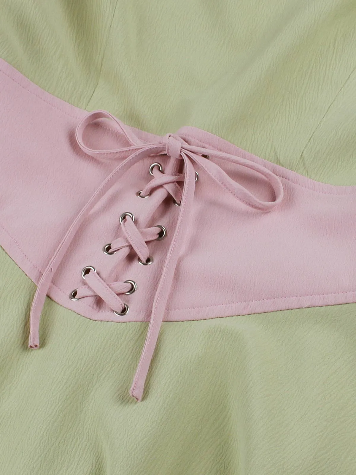 Pale Green 1950s Contrast Puff Sleeves Dress sold by Retro Stage product image thumbnail 3