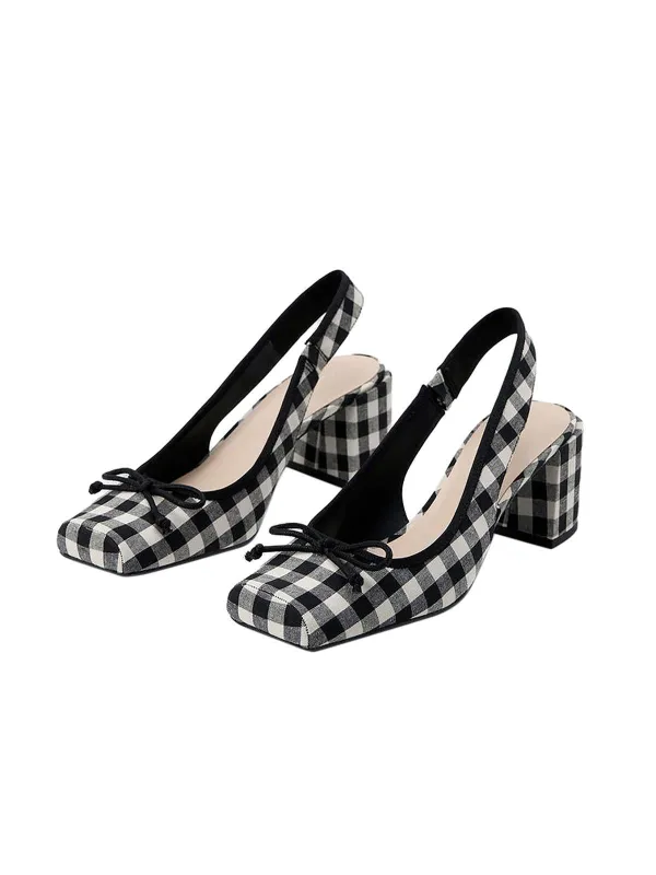 Retro Mary Jane Plaid Chunky Heel Shoes sold by Retro Stage