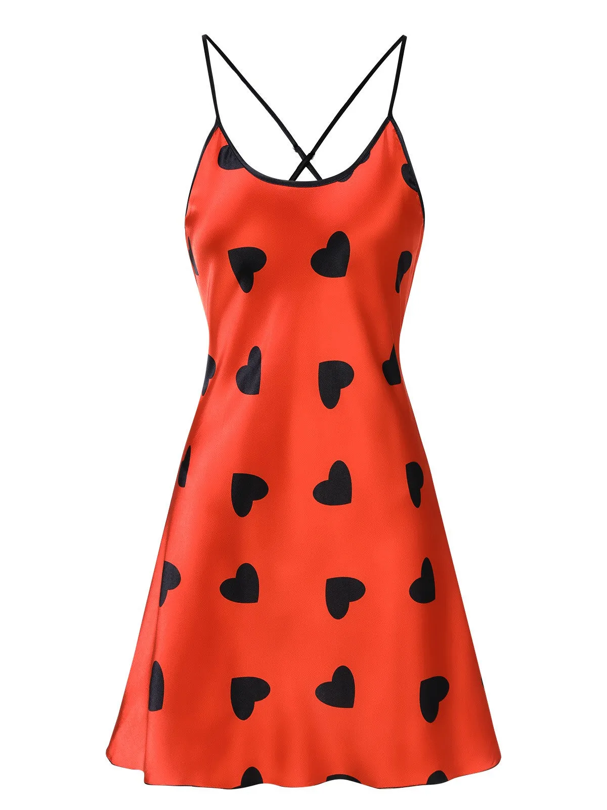 Red 1950s Heart Suspender Sleepwear sold by Retro Stage