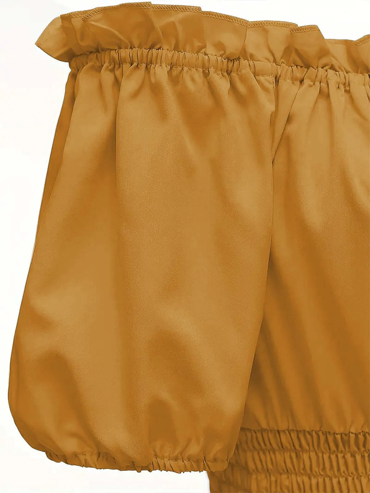 1930s Solid Off-Shoulder Smocked Puff Sleeves Dress sold by Retro Stage product image thumbnail 4