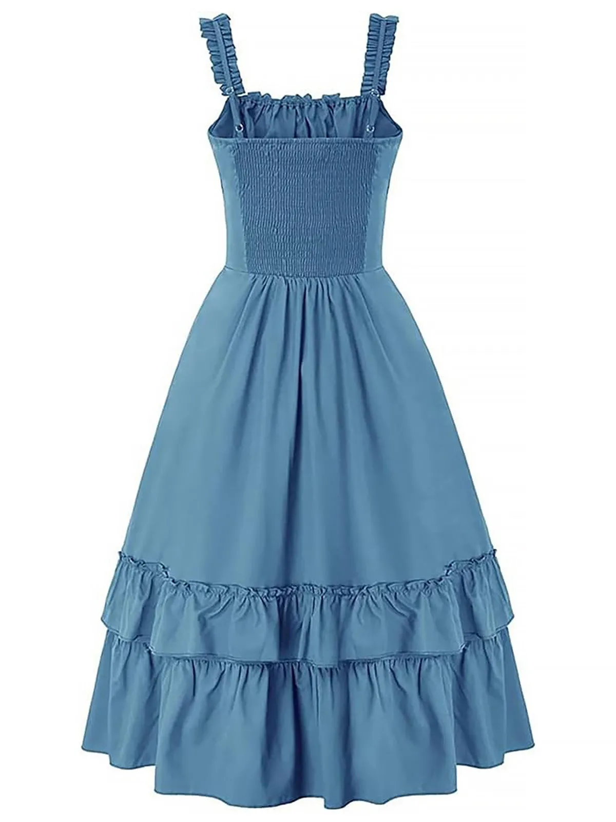 1930s Solid Square Neck Drawstring Layered Dress sold by Retro Stage product image thumbnail 2