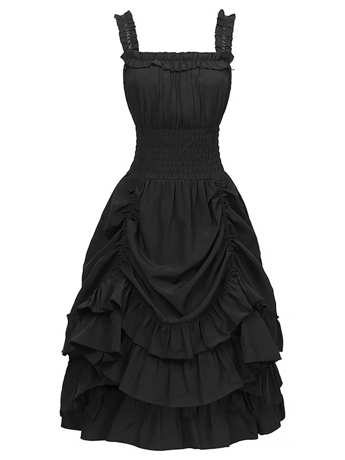 1930s Solid Square Neck Drawstring Layered Dress sold by Retro Stage product image thumbnail 4