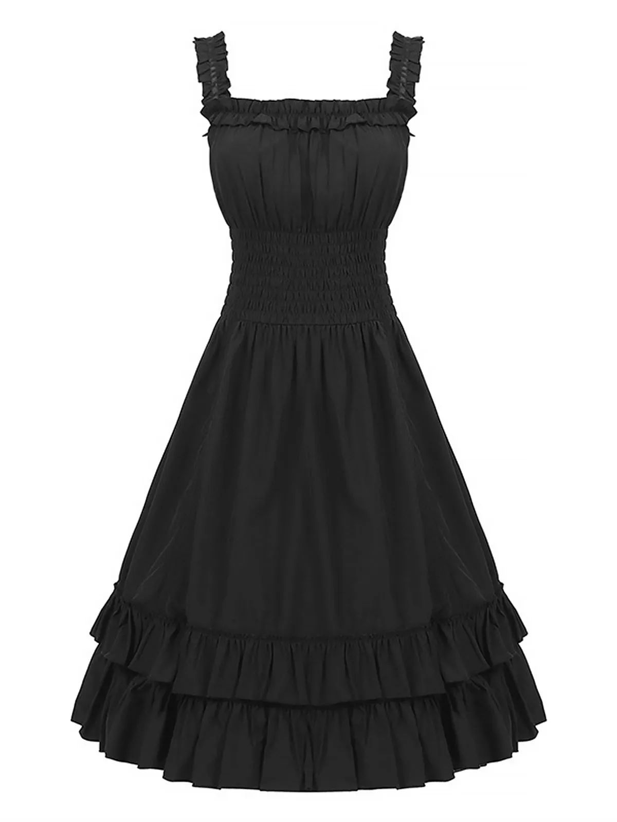 1930s Solid Square Neck Drawstring Layered Dress sold by Retro Stage product image thumbnail 5