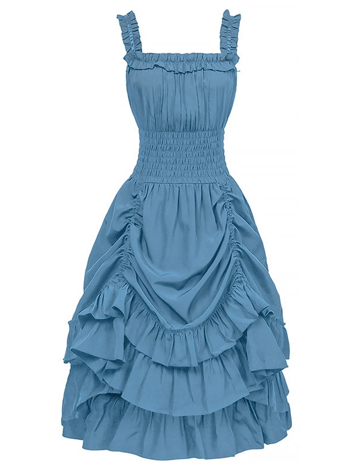 1930s Solid Square Neck Drawstring Layered Dress sold by Retro Stage product image thumbnail 3