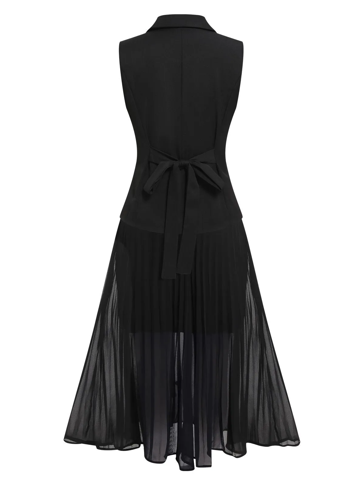 2PCS Black 1960s V-Neck Vest Top & Pleated Skirt sold by Retro Stage product image thumbnail 4