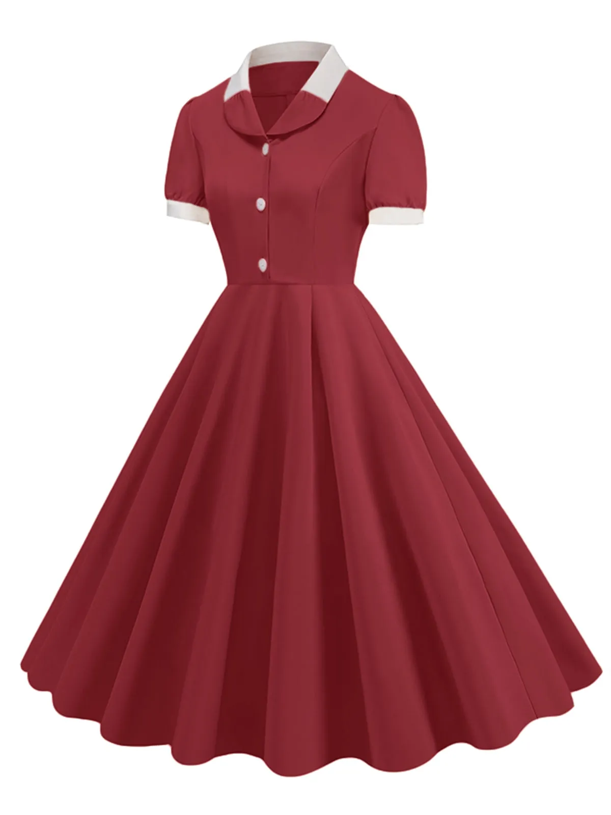 1950s Contrast Short Sleeve Lapel Dress sold by Retro Stage product image thumbnail 2