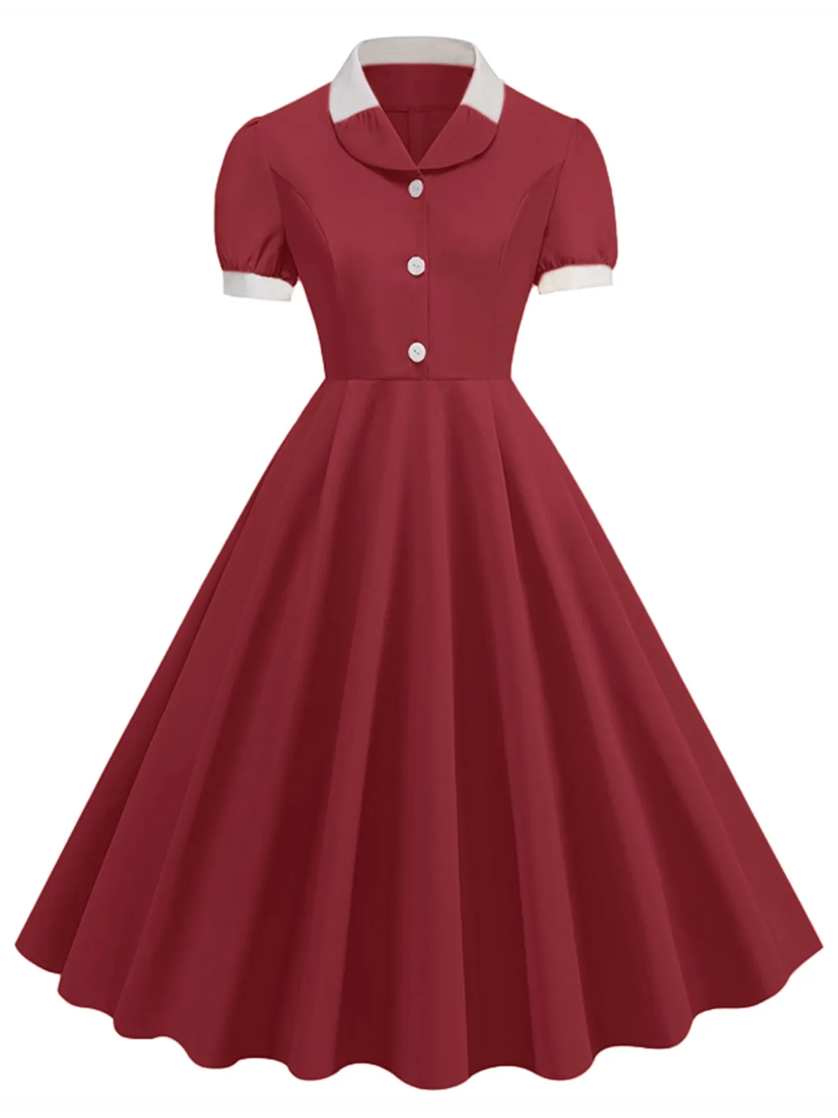 1950s Contrast Short Sleeve Lapel Dress sold by Retro Stage
