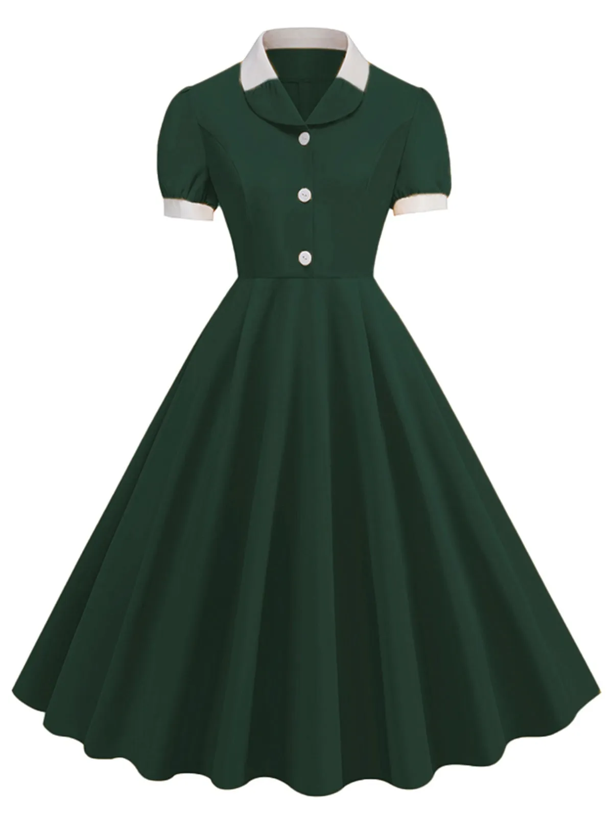 1950s Contrast Short Sleeve Lapel Dress sold by Retro Stage product image thumbnail 5