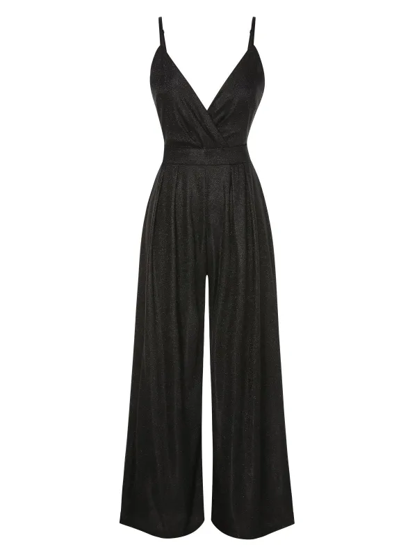 1950s Spaghetti Strap Deep V-Neck Jumpsuit sold by Retro Stage