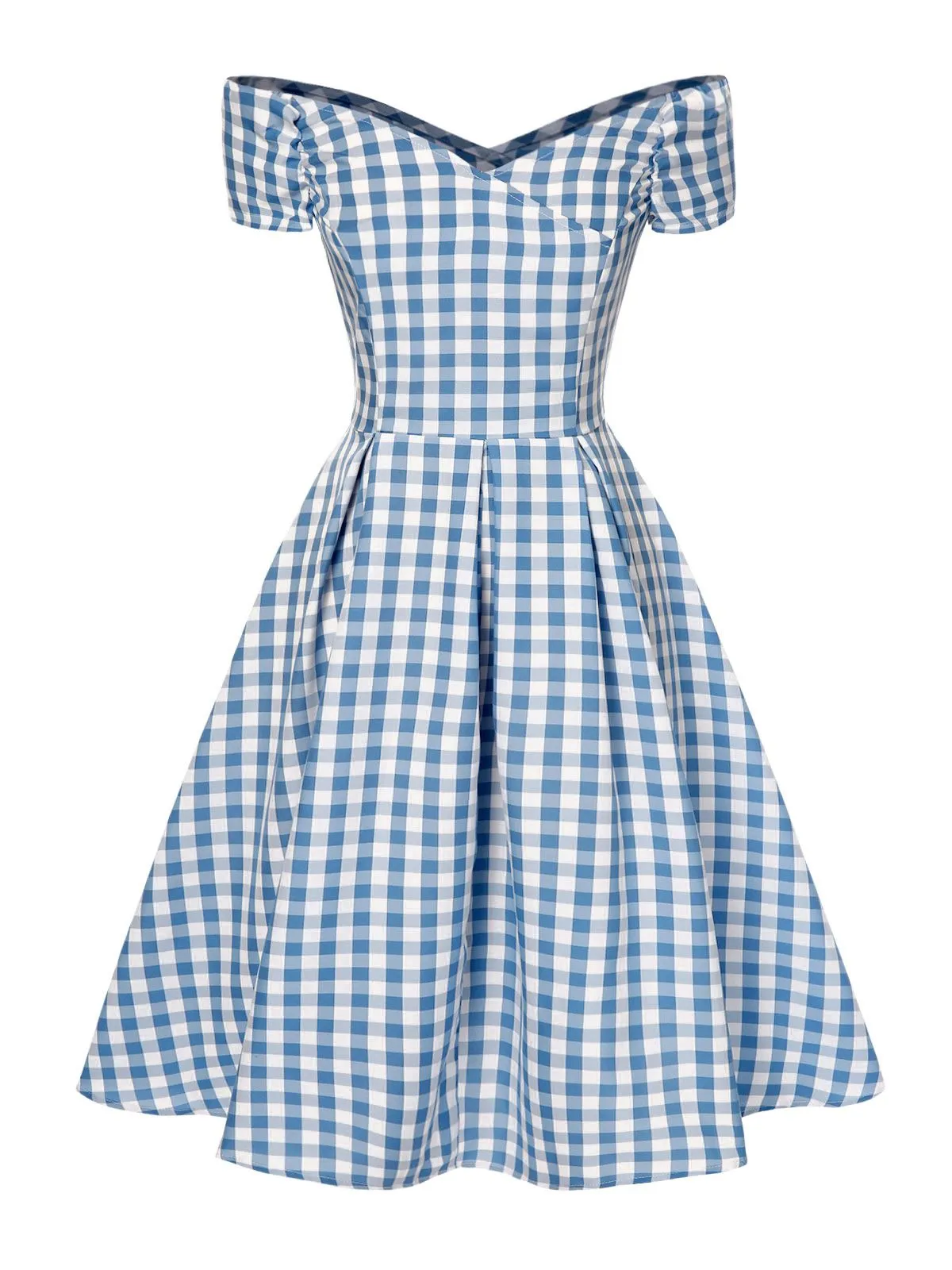 Blue 1950s Plaid Swing Dress sold by Retro Stage product image thumbnail 2