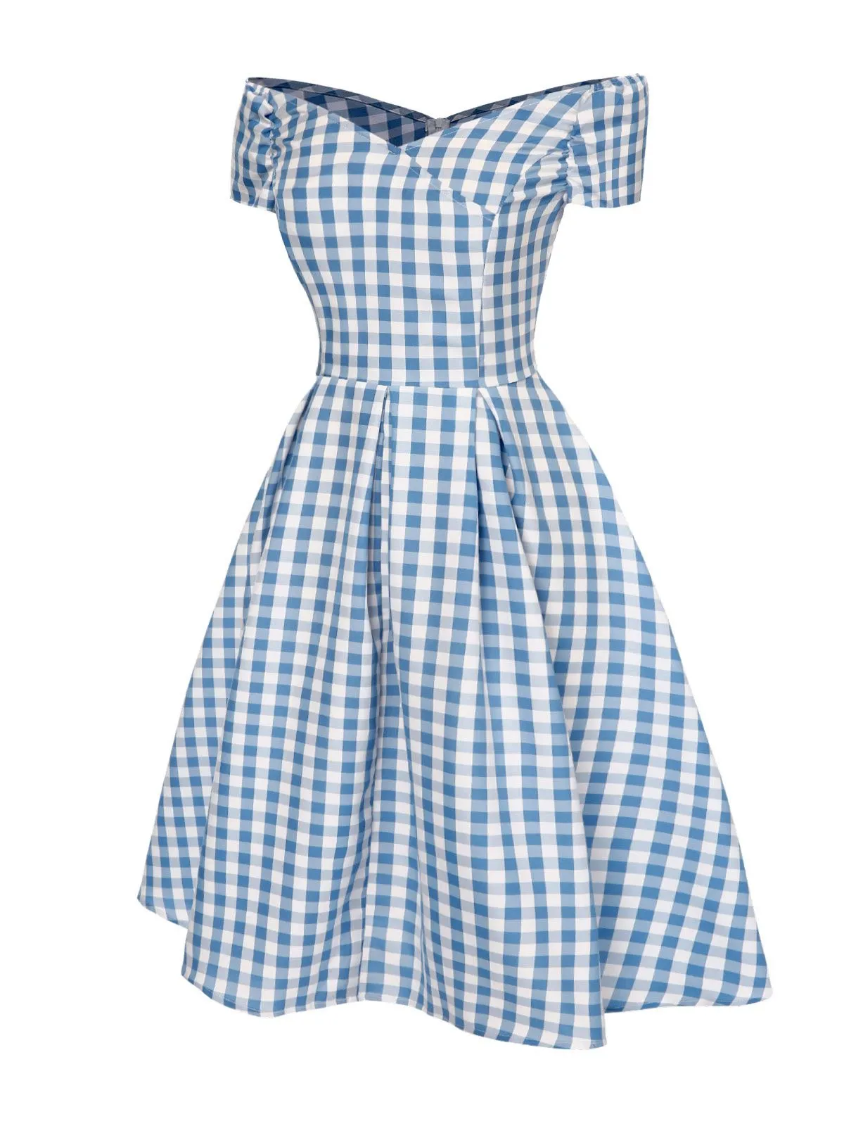 Blue 1950s Plaid Swing Dress sold by Retro Stage product image thumbnail 3