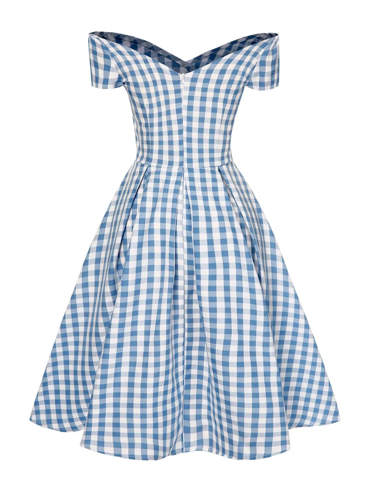 Blue 1950s Plaid Swing Dress sold by Retro Stage product image thumbnail 4