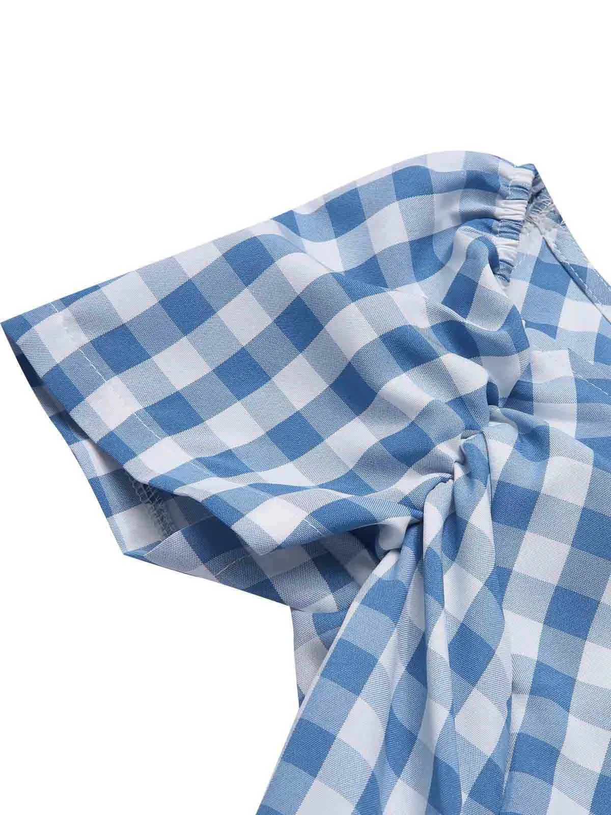 Blue 1950s Plaid Swing Dress sold by Retro Stage product image thumbnail 5