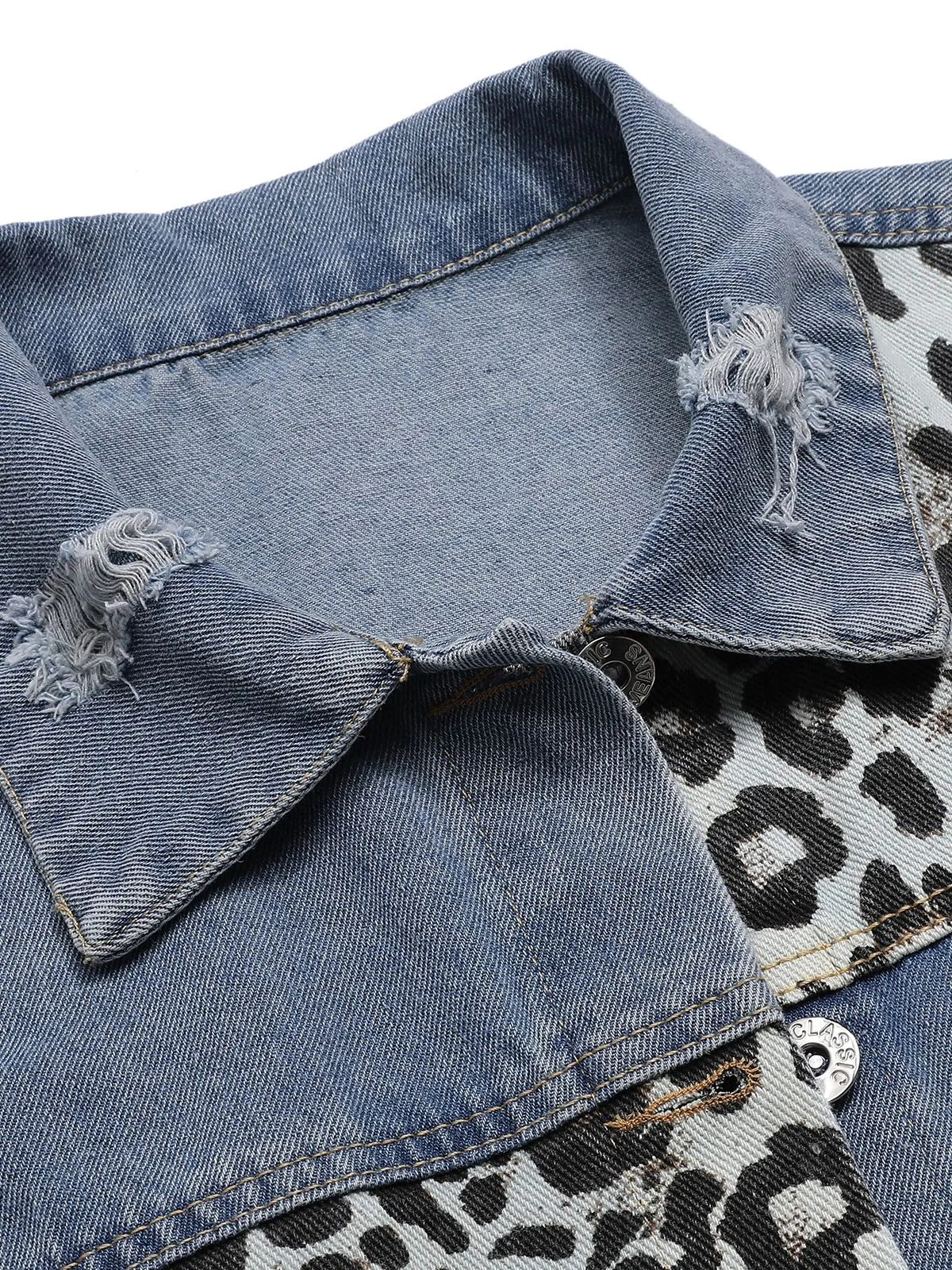 Retro 1980s Leopard Patchwork Denim Jacket sold by Retro Stage product image thumbnail 5
