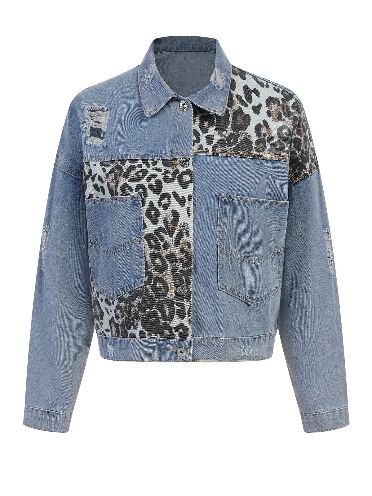 Retro 1980s Leopard Patchwork Denim Jacket sold by Retro Stage product image thumbnail 2