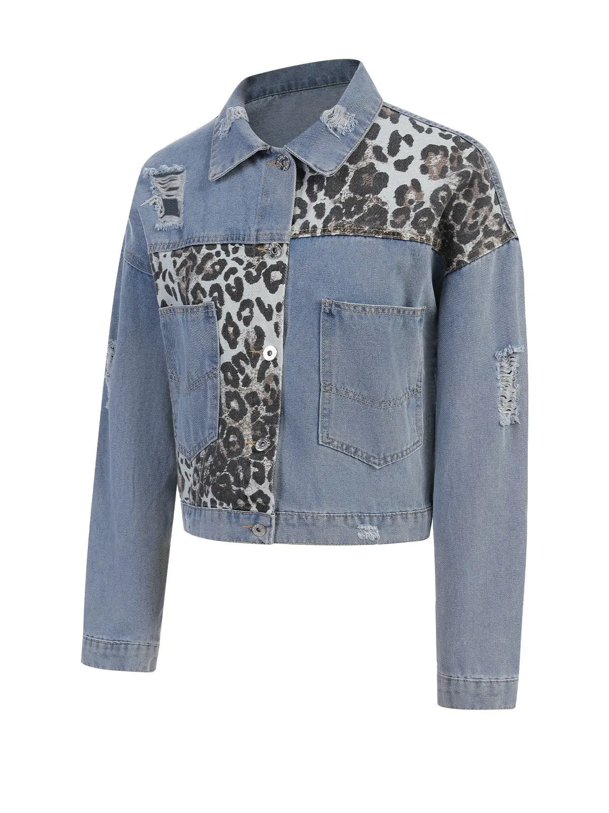 Retro 1980s Leopard Patchwork Denim Jacket sold by Retro Stage product image thumbnail 3