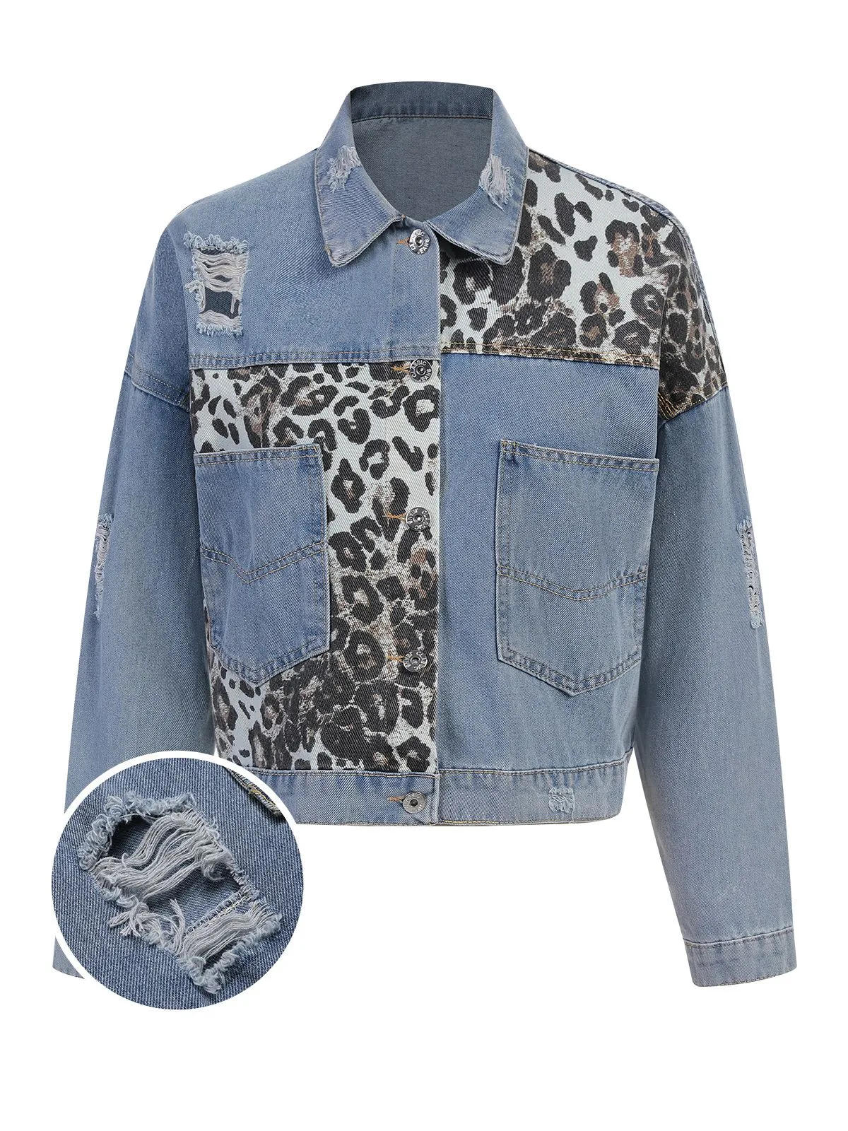 Retro 1980s Leopard Patchwork Denim Jacket sold by Retro Stage