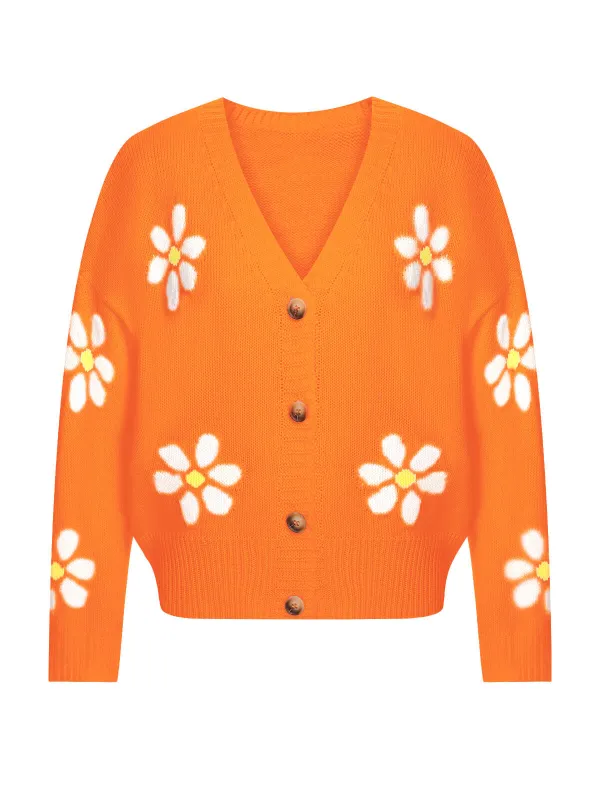 1960s Jacquard Floral Knitted Cardigan sold by Retro Stage