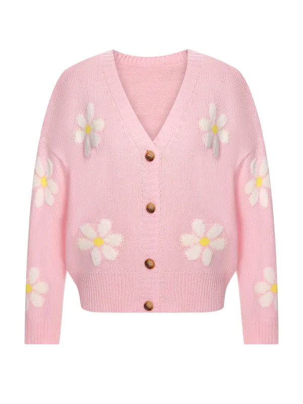 1960s Jacquard Floral Knitted Cardigan sold by Retro Stage