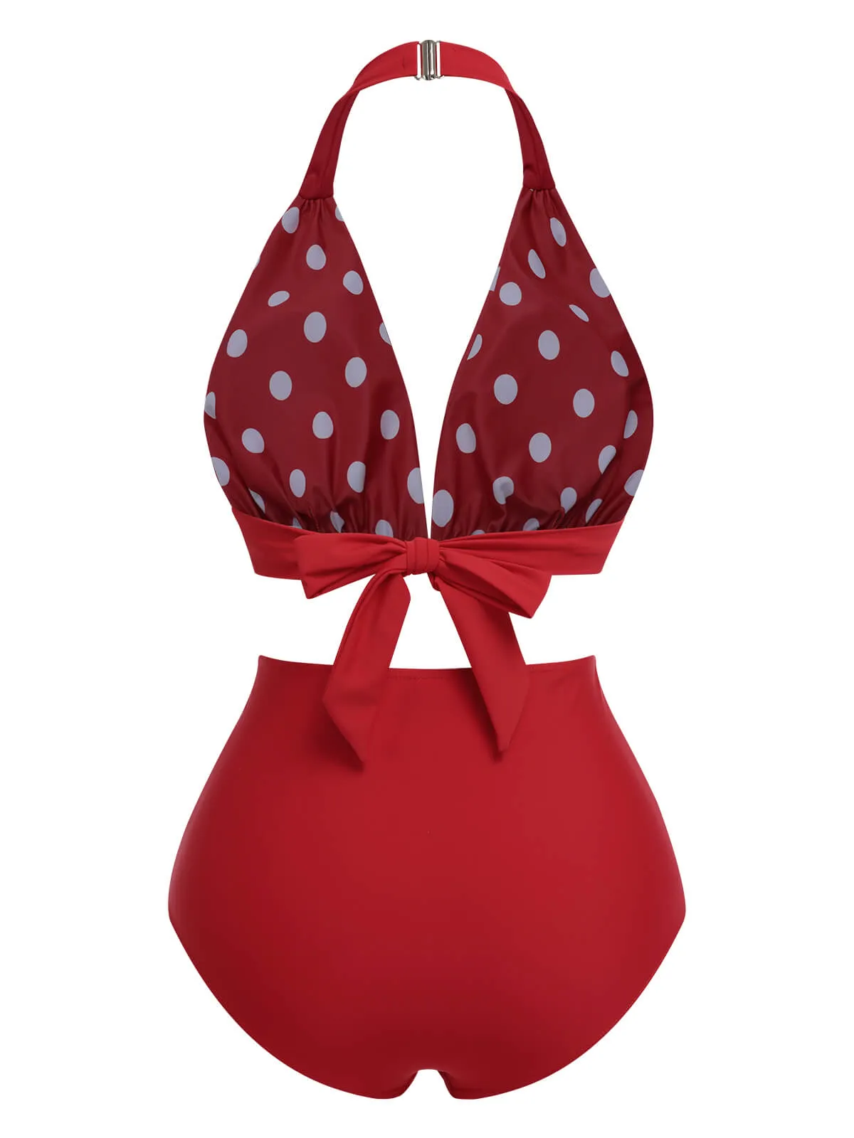 Red 1950s Polka Dot Halter Separate Swimsuit sold by Retro Stage product image thumbnail 5
