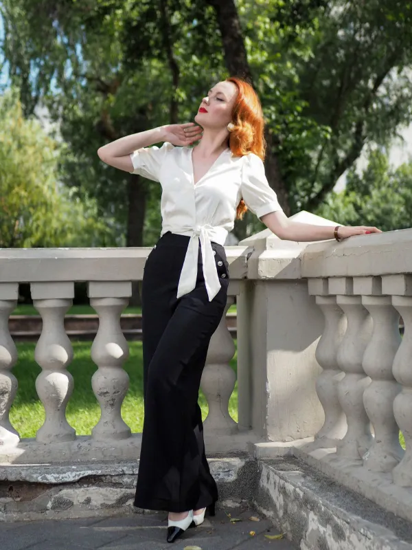 Black 1930s Solid Suspender Pants sold by Retro Stage