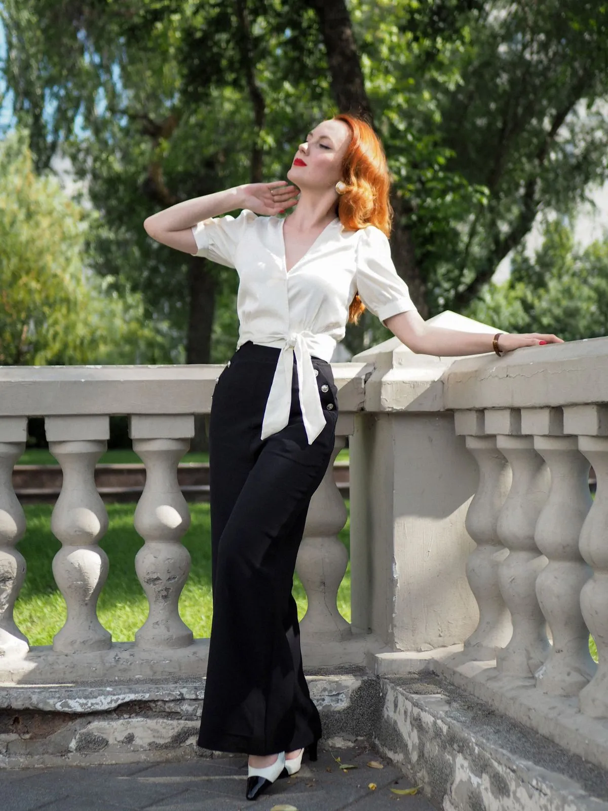 Black 1930s Solid Suspender Pants sold by Retro Stage