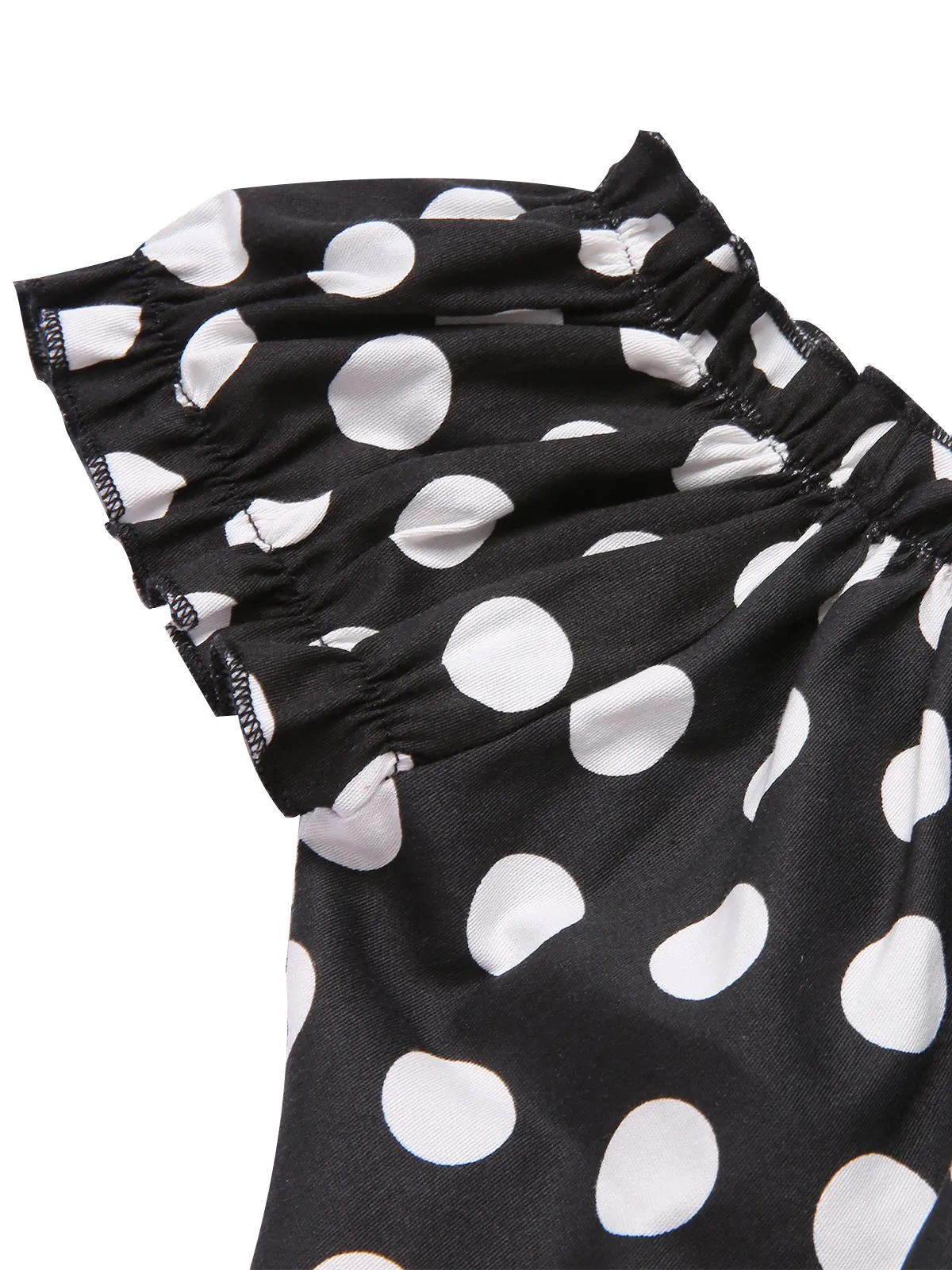 Black & Red 1950s Polka Dots Off Shoulder Dress sold by Retro Stage product image thumbnail 4