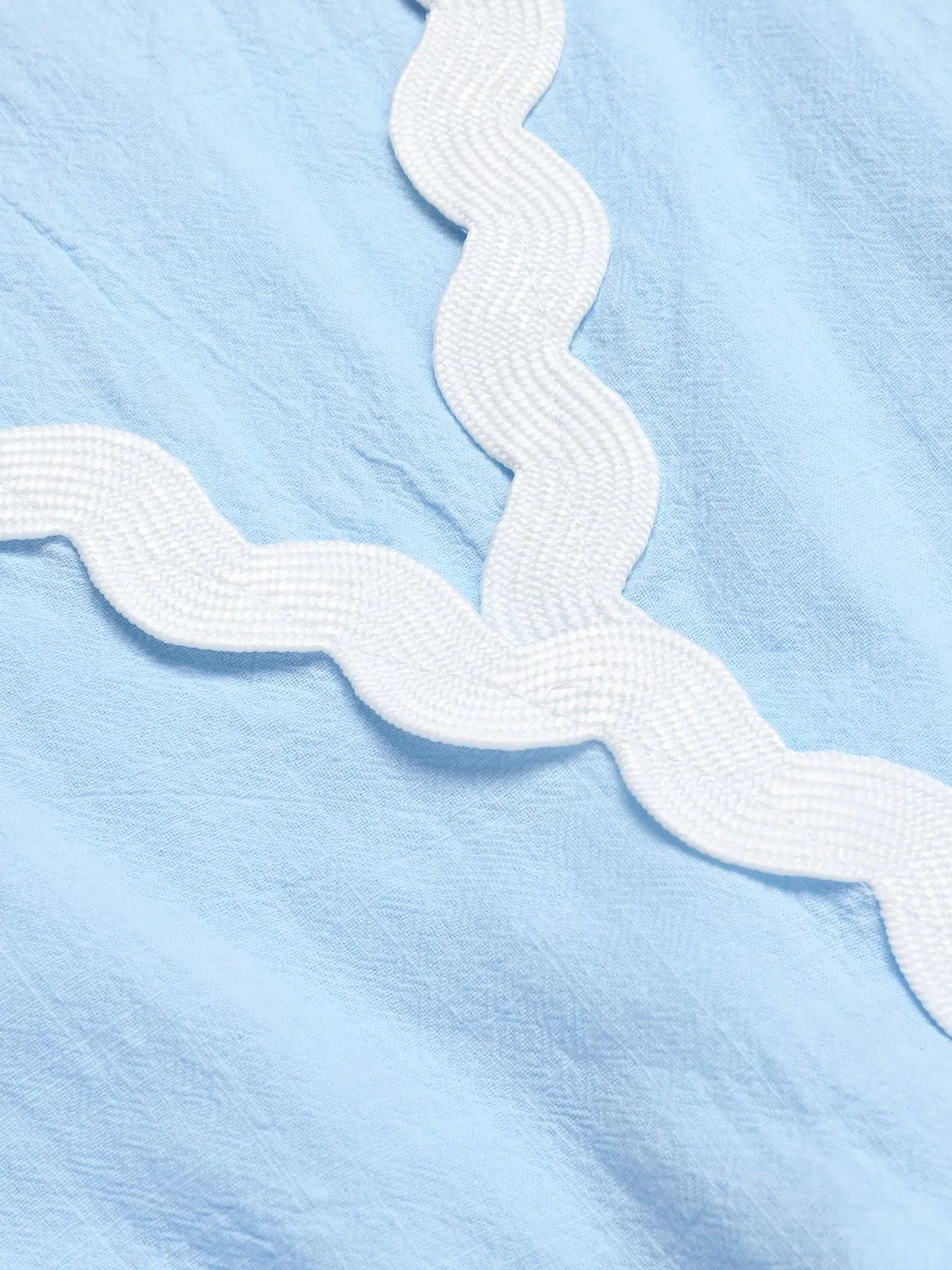 Blue 1950s V-Neck Solid Belted Romper sold by Retro Stage product image thumbnail 4