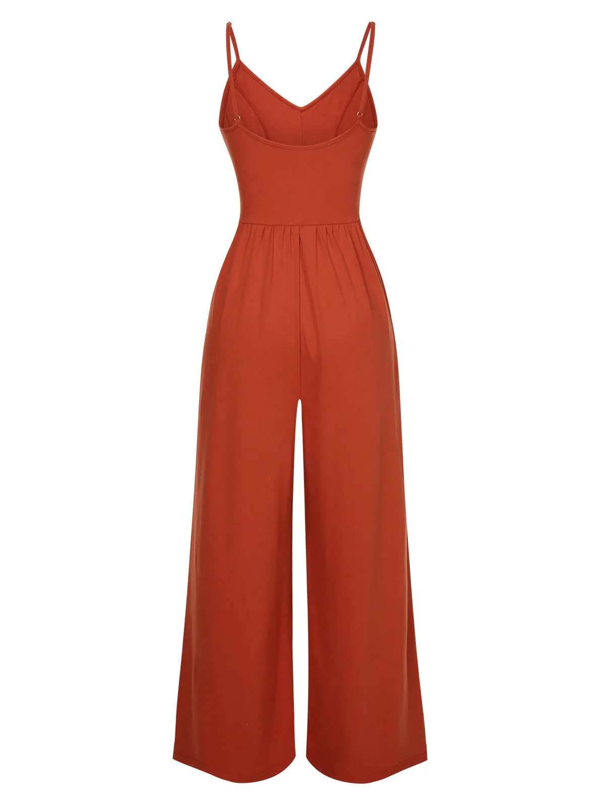 Orange 1950s Solid Button Suspender Jumpsuit sold by Retro Stage product image thumbnail 2