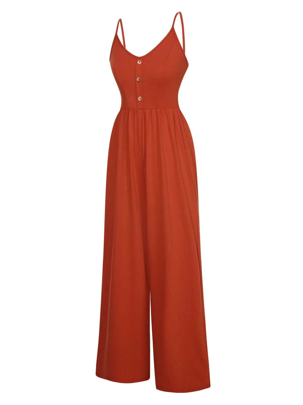 Orange 1950s Solid Button Suspender Jumpsuit sold by Retro Stage product image thumbnail 3