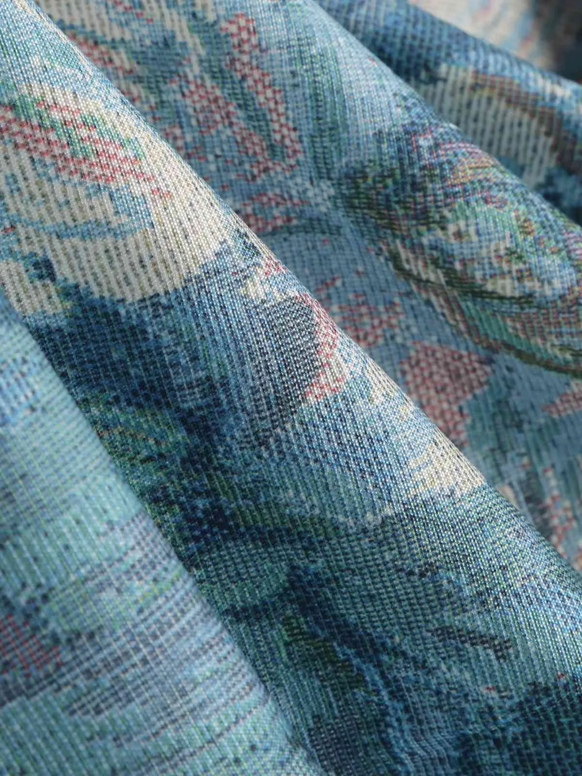 Retro Blue 1950s Lotus Painting Bow Skirt sold by Retro Stage product image thumbnail 4