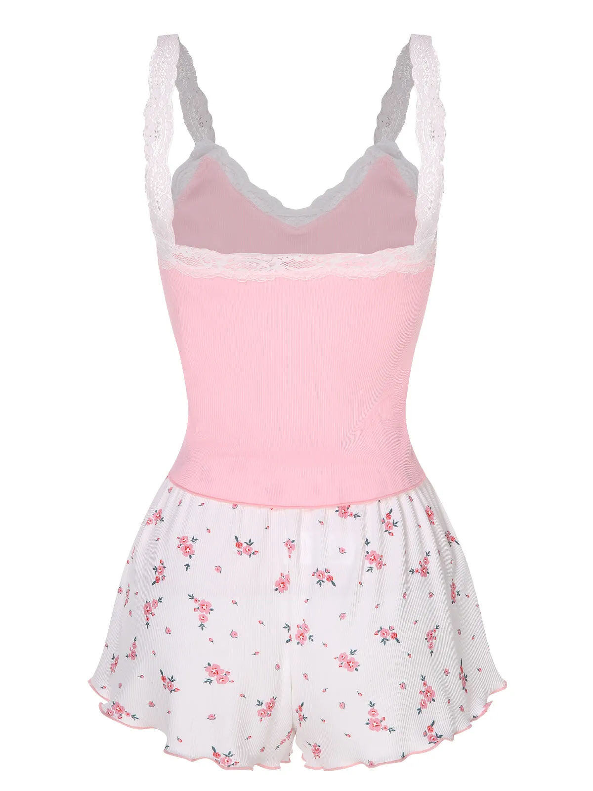 Pink 1950s Floral Lace Patchwork Sleepwear sold by Retro Stage product image thumbnail 3