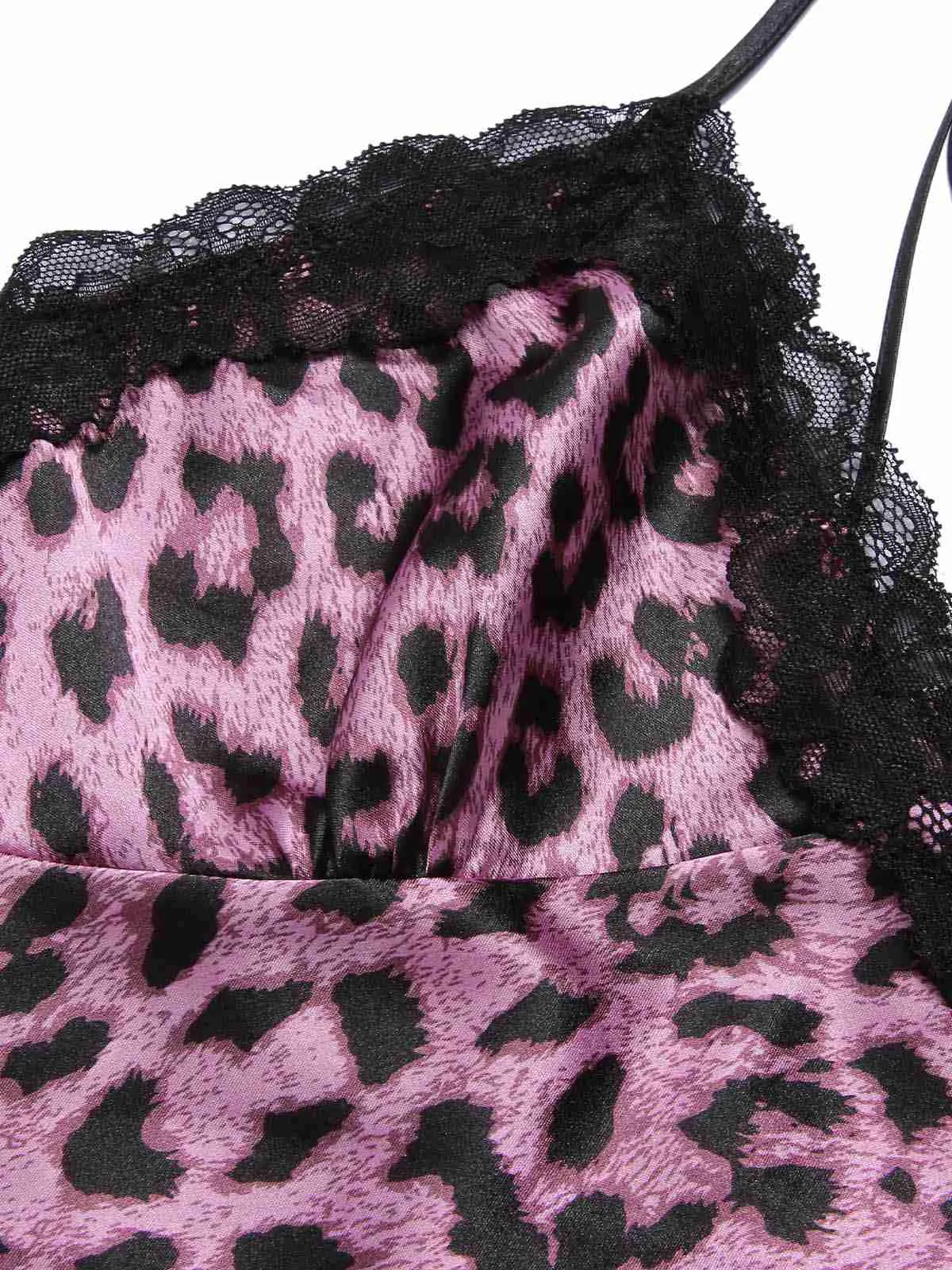 Purple 1950s Leopard Lace Patchwork Suspender Sleepwear sold by Retro Stage product image thumbnail 4
