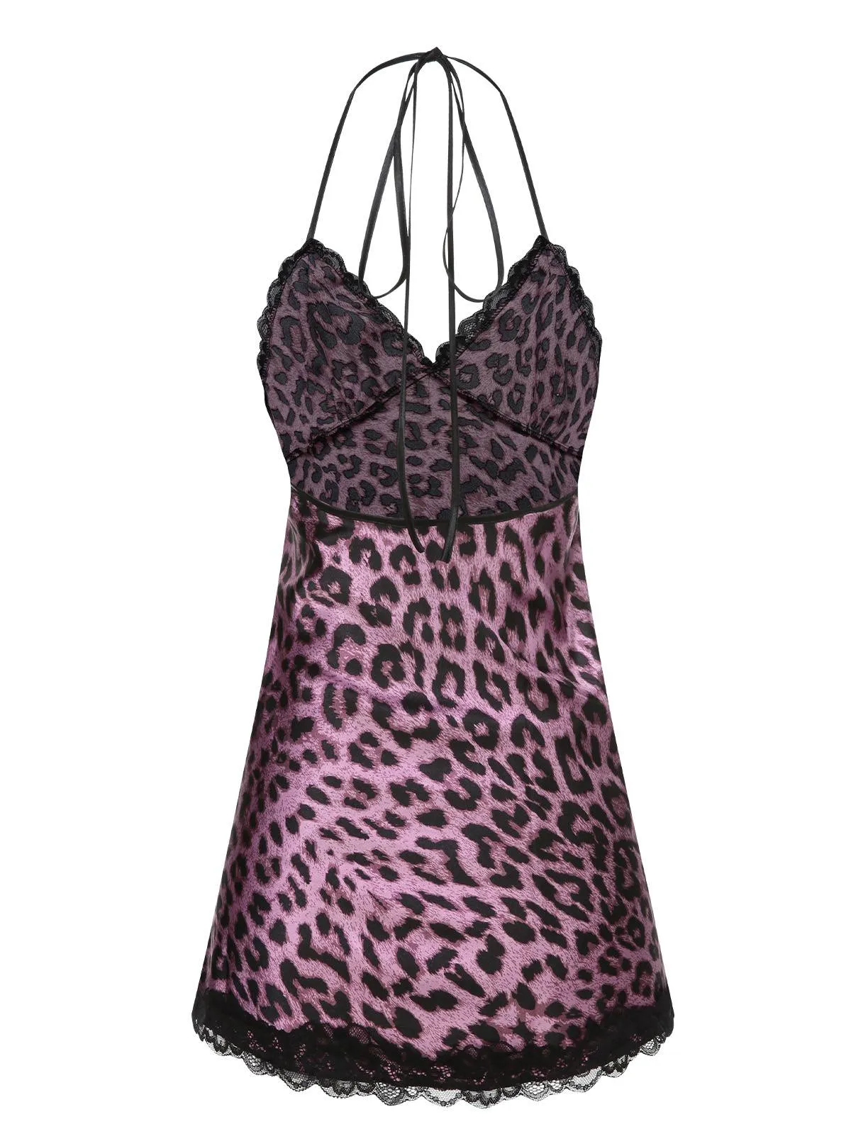 Purple 1950s Leopard Lace Patchwork Suspender Sleepwear sold by Retro Stage product image thumbnail 3